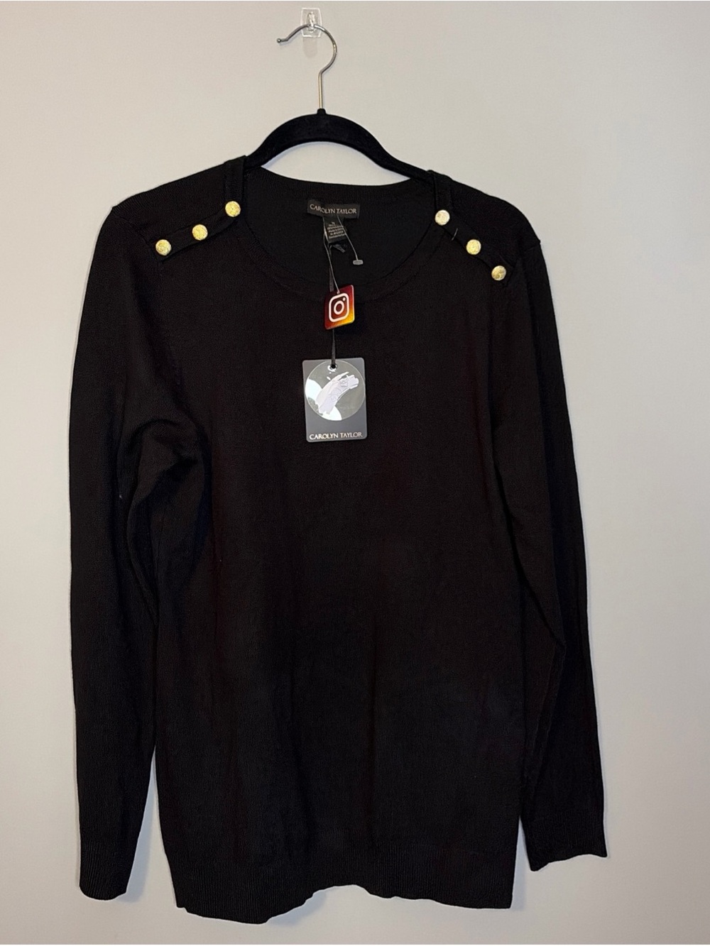 Carolyn Taylor Mixed Media Boatneck Women's Tunic - Black, Size XL
